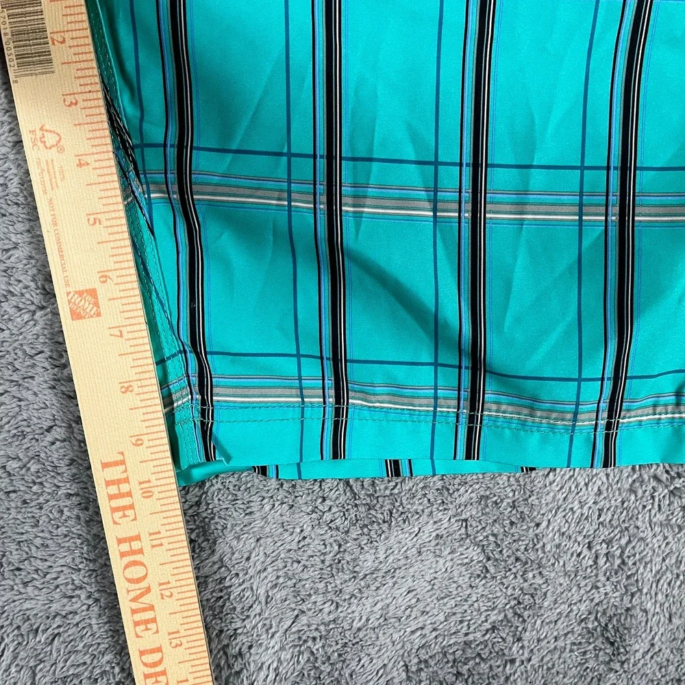 Hurley Board Shorts Mens 38 Teal Plaid 22 in Swim Trunks Drawstring